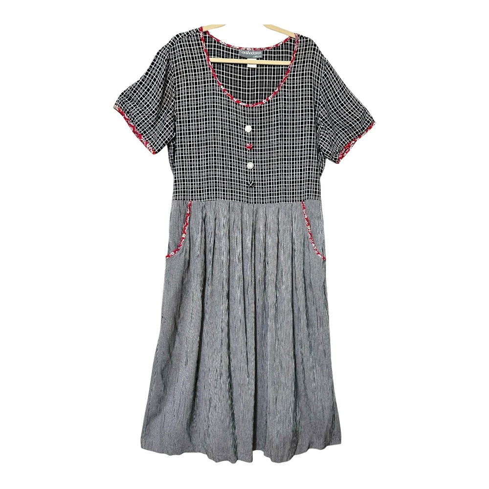 VINTAGE 80's Carol Anderson PLUS SIZE Dress 16 Pockets Whimsical Art To Wear USA - Picture 2 of 13